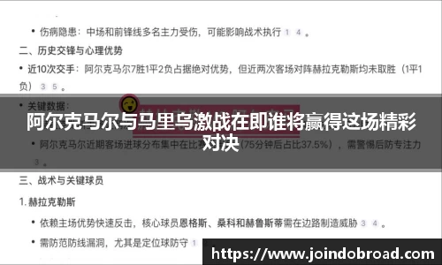 阿尔克马尔与马里乌激战在即谁将赢得这场精彩对决